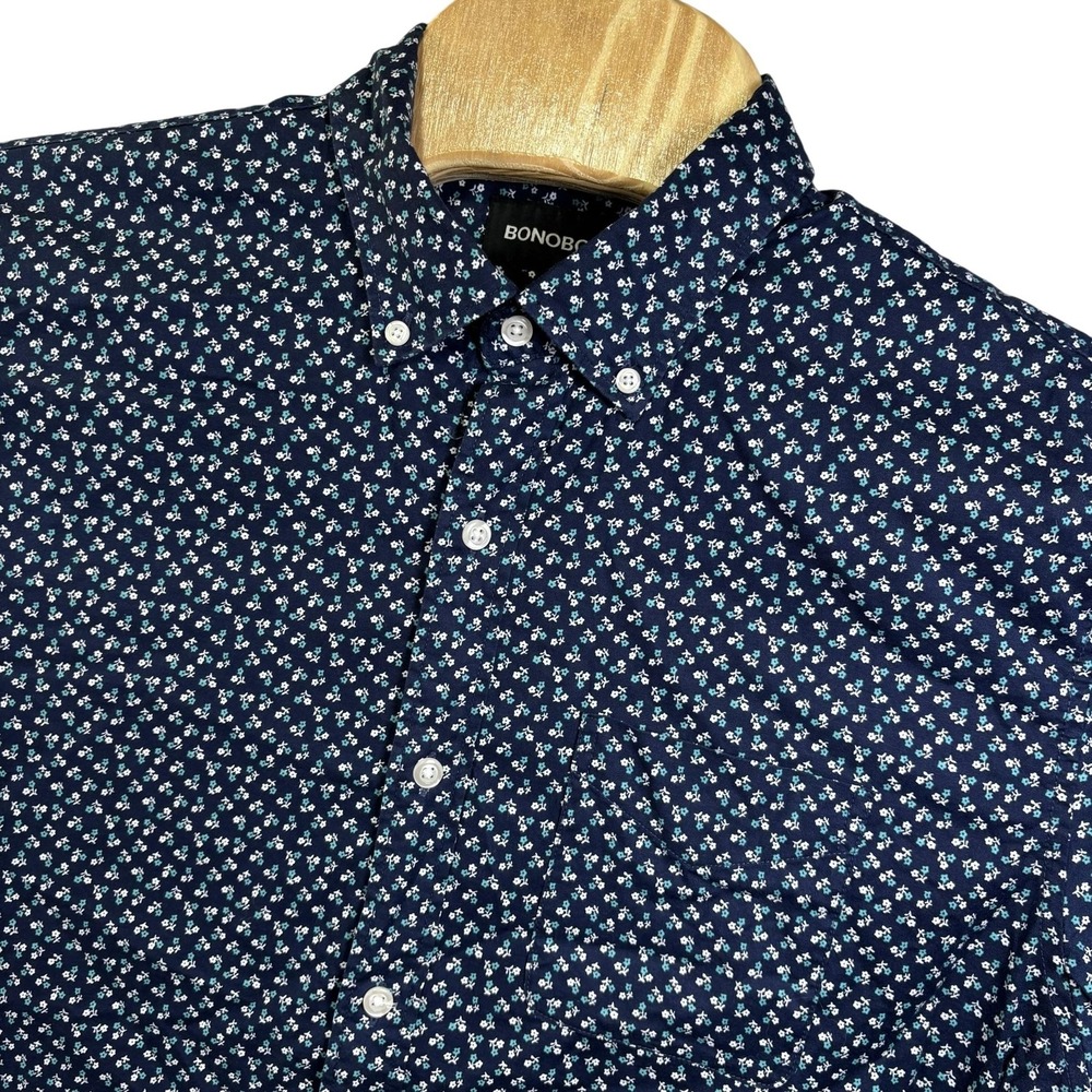 Bonobos Shirt Mens Large Blue Floral Long Sleeve Button Up Stretch Casual